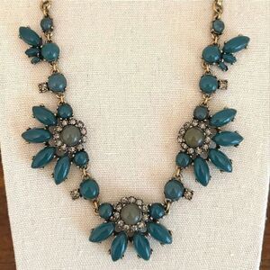 J.Crew | Teal Floral Pendant Necklace | 24” Length
